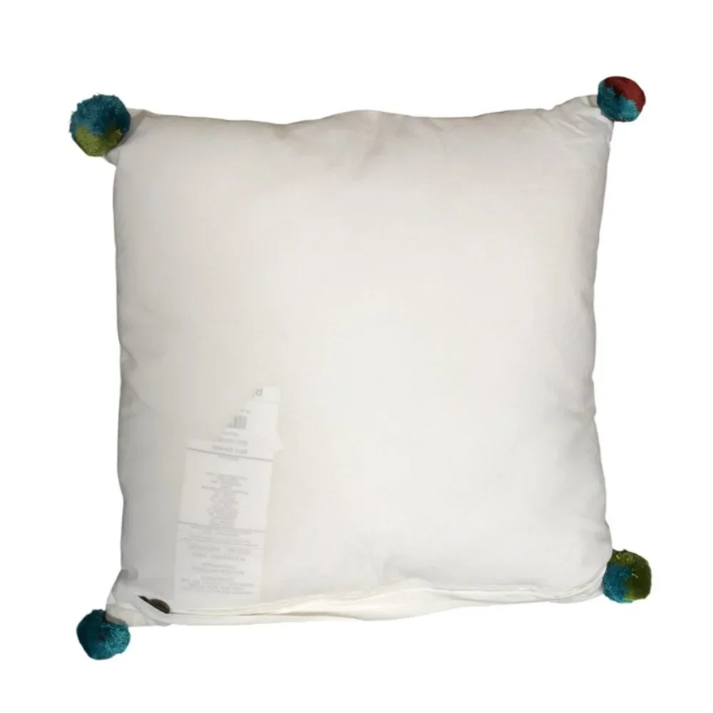 Pier‎ 1 Embroidered Christmas Penguin Pom Pom Holiday Accent Pillow 18